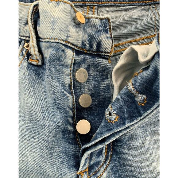 Dope Jeans Women Sz 28 Skinny Acid Wash Distressed Patches Side Leg Zipper Denim - Picture 9 of 12